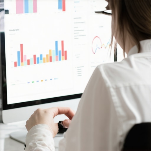 SEO Expert Analyzing Local Search Data Expert analyzing local search results on a computer with maps and data charts.