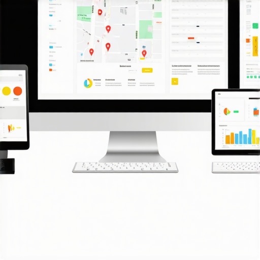 Screens displaying local SEO analytics and map pack rankings