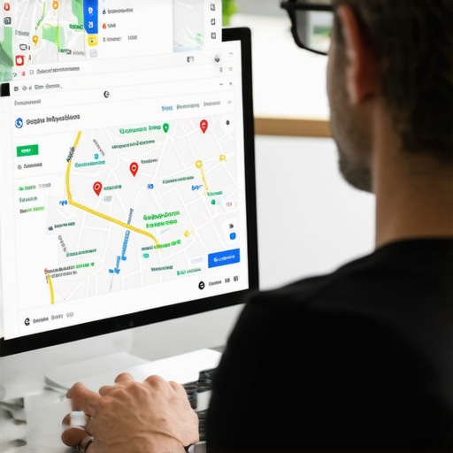 Business owner working on GMB profile optimization on computer.