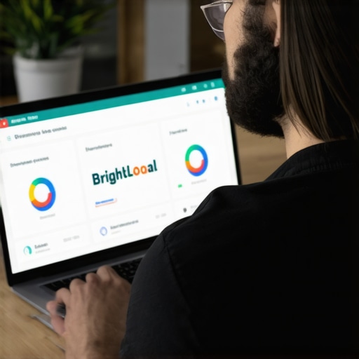 Business owner reviewing local SEO tools on a laptop.