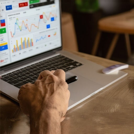 A person working on local SEO data with charts and a laptop, showcasing tools for Map Pack maintenance.
