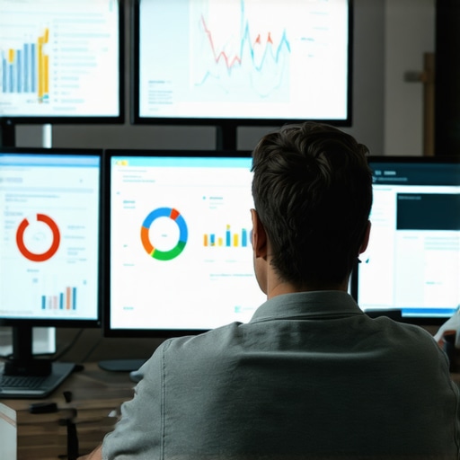 Effective Local SEO Tools in Action A professional using SEO tools on multiple screens to maintain map pack rankings