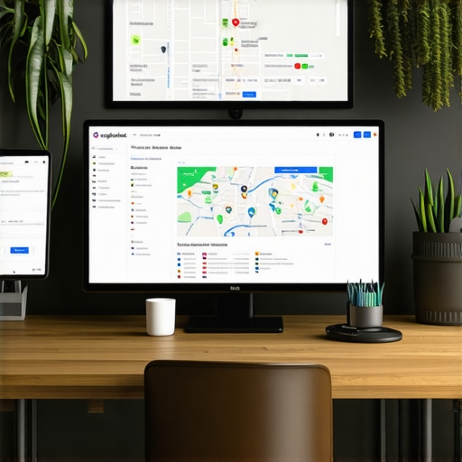SEO Tools for Map Pack Maintenance A professional SEO workspace showing dashboard tools monitoring local rankings and citations.