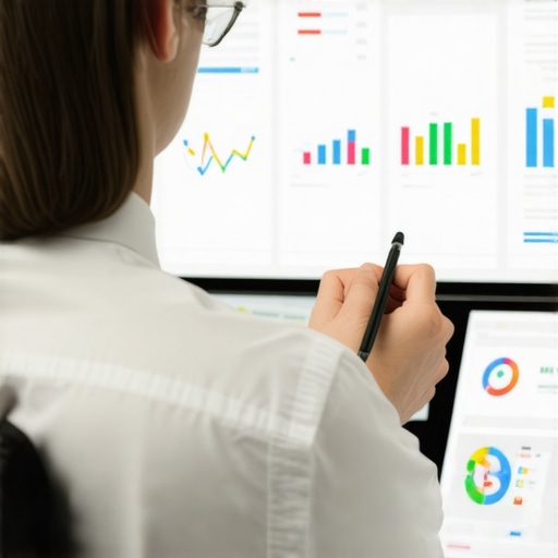 Business owner monitoring SEO dashboards for local map pack optimization.