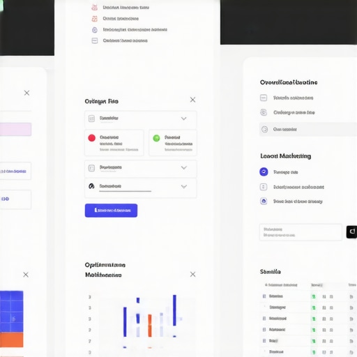 Digital SEO Tools for Local Rankings A workspace with SEO dashboard screens showing local search metrics and management software interfaces.