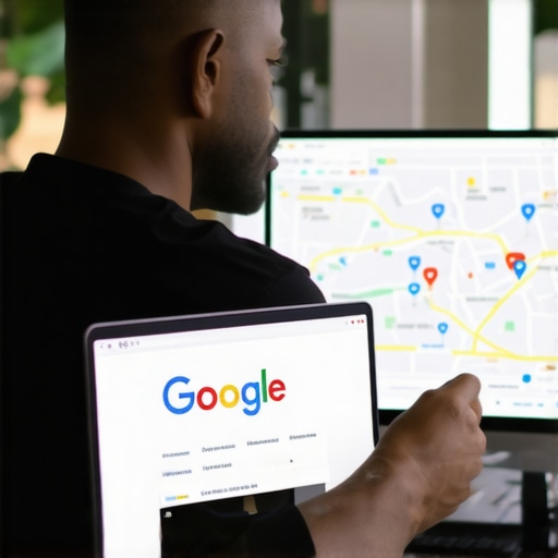 Business owner working on Google My Business profile to boost local map pack visibility