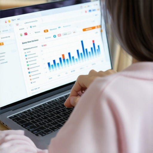 Person working on local SEO profile with charts and tools