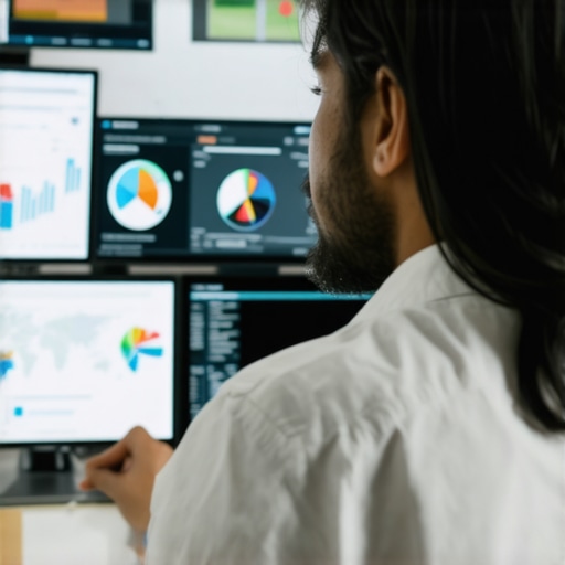 Person analyzing local SEO and map pack performance with various software dashboards.