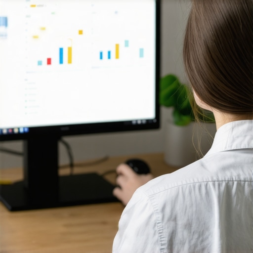Person reviewing SEO analytics on a computer monitor with various tools visible
