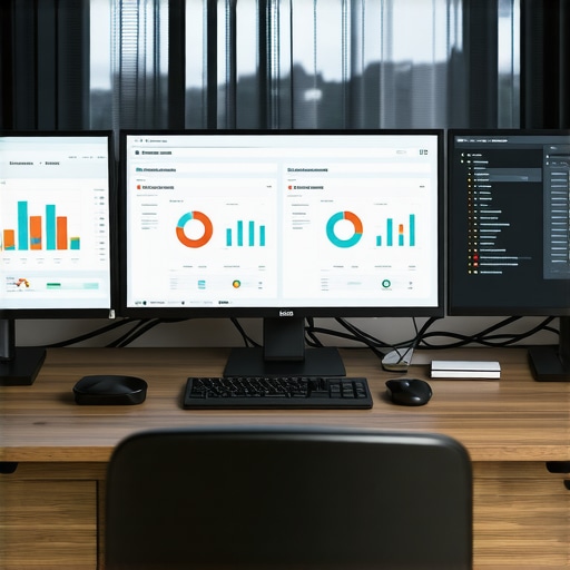 Workspace with SEO tools, citation management, analytics dashboards, schema markup interfaces.