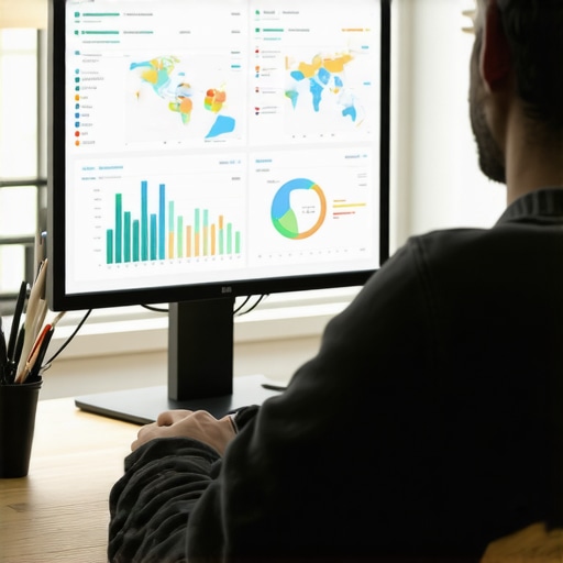 Business owner reviewing local search analytics on a laptop