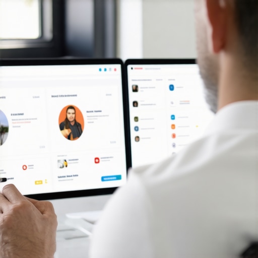 Business owner reviewing Google My Business insights on a computer.