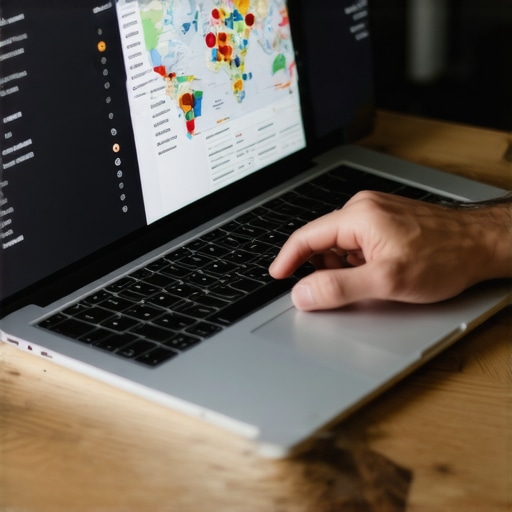 Person analyzing local SEO and map profile data on a laptop for better rankings.