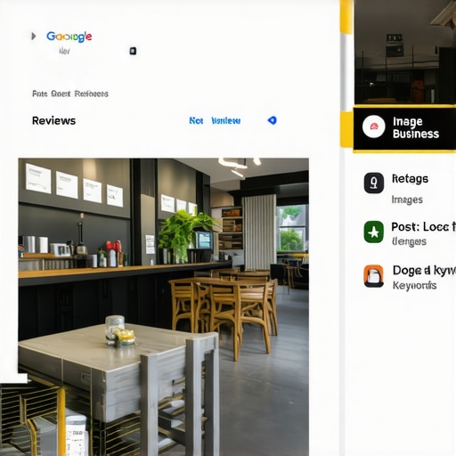 Diagram showing key components of a Google My Business profile optimized for local search rankings.