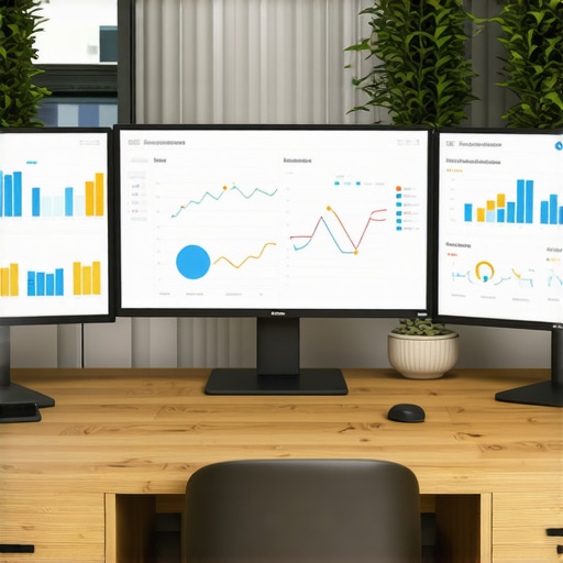 Workspace with monitors showing local SEO dashboards and citation tools.