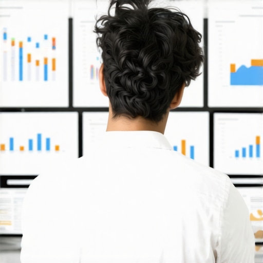Analyzing Local SEO Data with Advanced Tools Individual reviewing SEO dashboards on computer monitors focused on local rankings and citations.