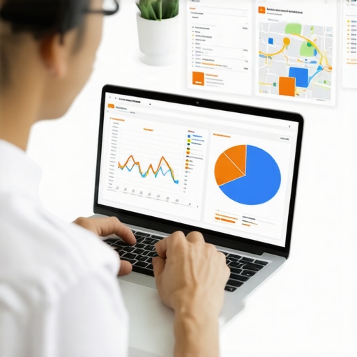 Person analyzing local SEO metrics on a laptop for map pack maintenance