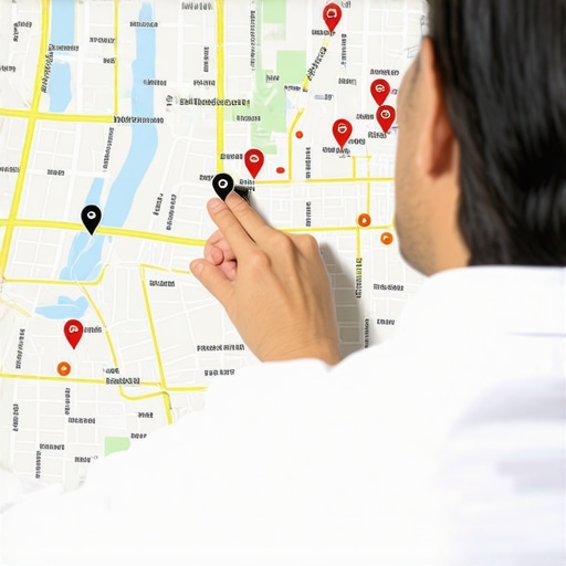 Optimizing Local Search Radius and Signals Illustration of a business owner tweaking map settings with radius and local signals.